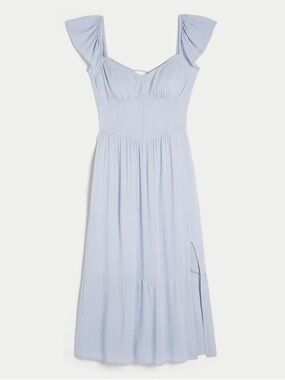 Hollister Light Blue Flutter-Sleeve Maxi Dress
